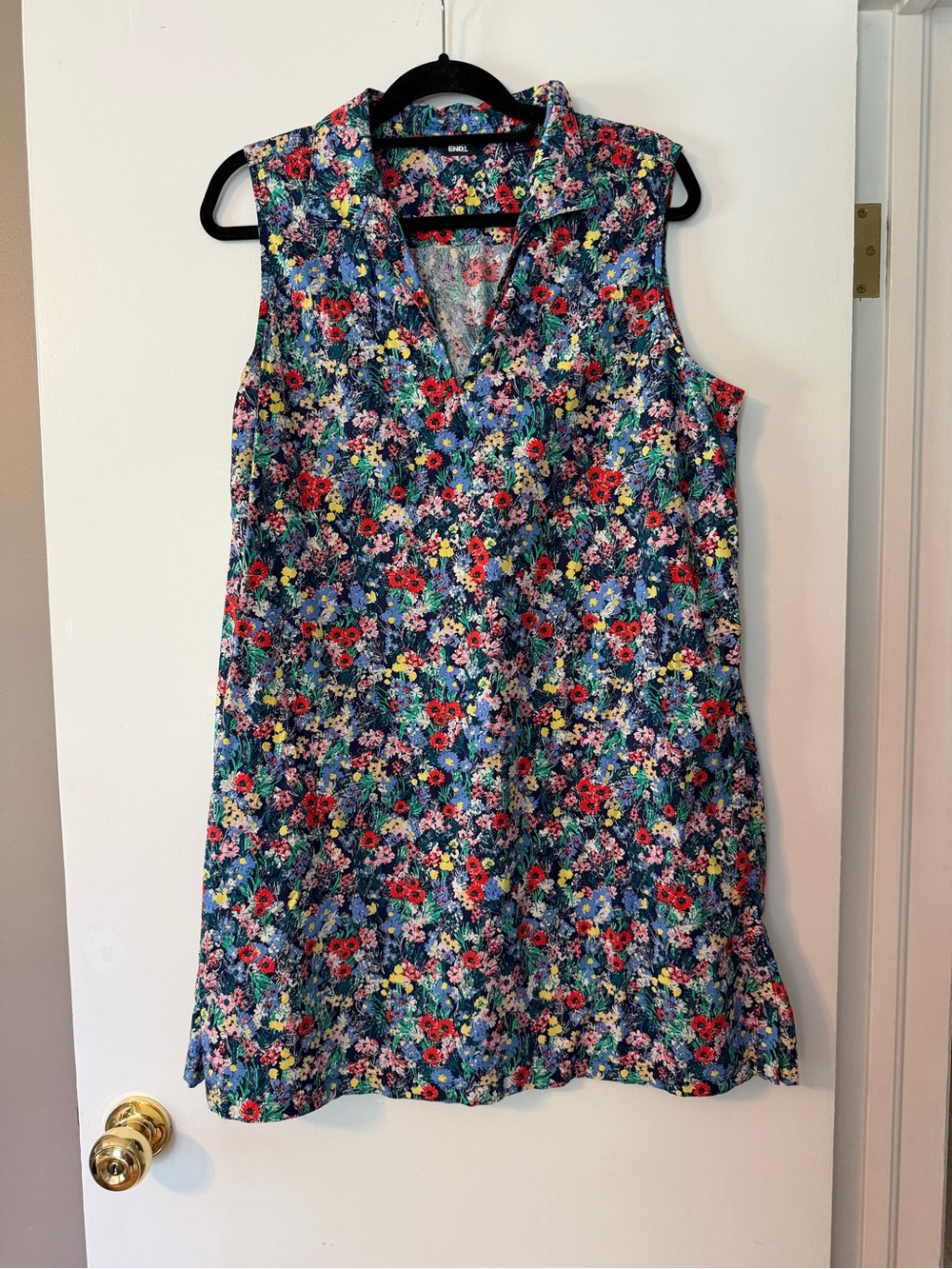 Lands’ End Women’s L 14-16 Floral Sleeveless Collared Shift Dress